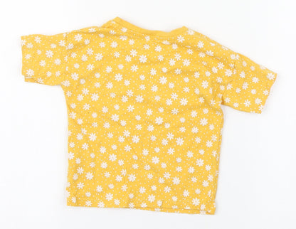 Matalan Baby Yellow Geometric 100% Cotton Basic T-Shirt Size 9-12 Months Round Neck Pullover - Little Hippy