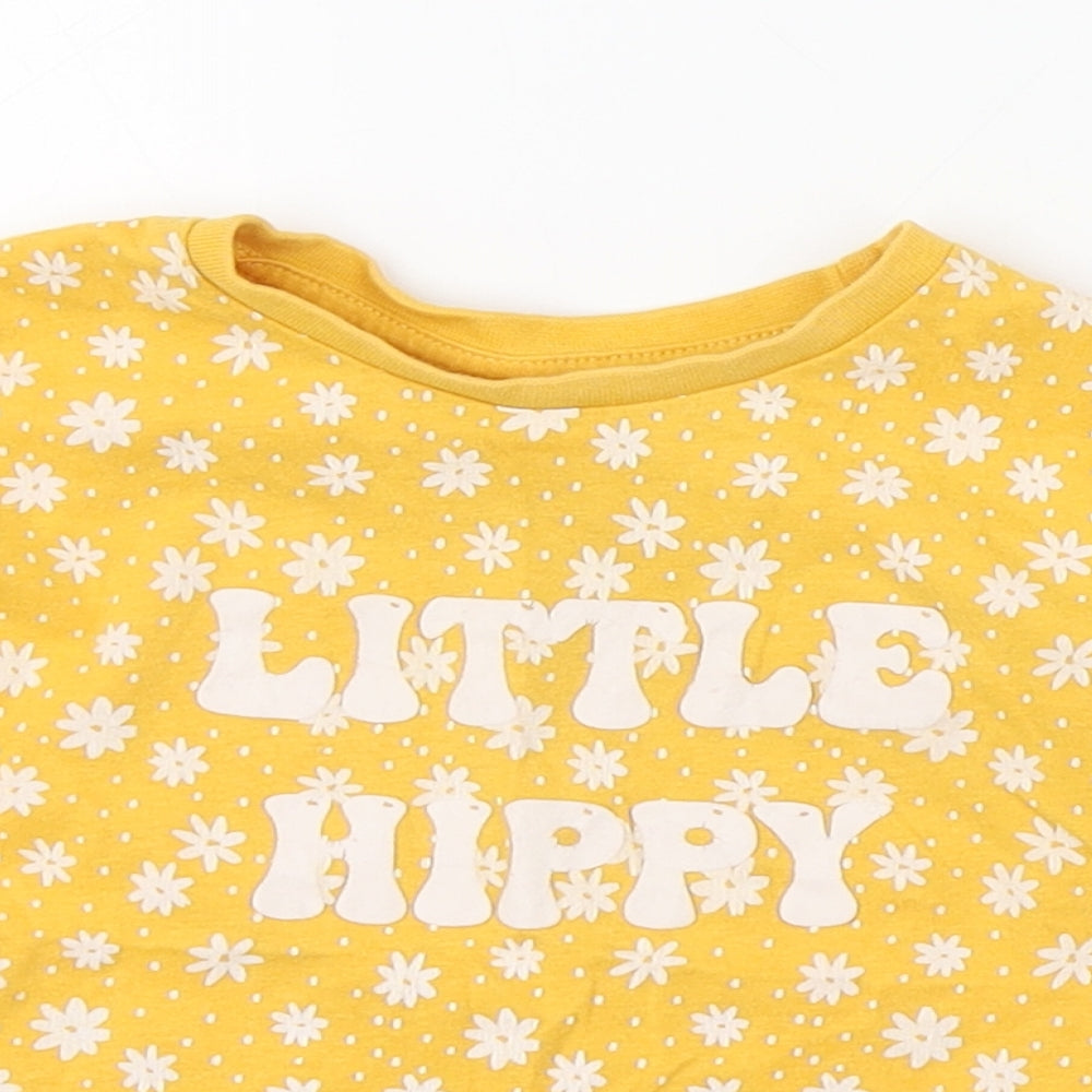 Matalan Baby Yellow Geometric 100% Cotton Basic T-Shirt Size 9-12 Months Round Neck Pullover - Little Hippy