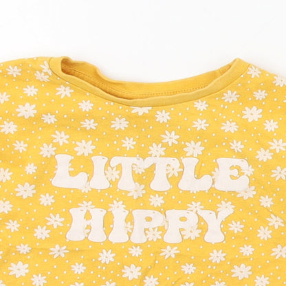 Matalan Baby Yellow Geometric 100% Cotton Basic T-Shirt Size 9-12 Months Round Neck Pullover - Little Hippy