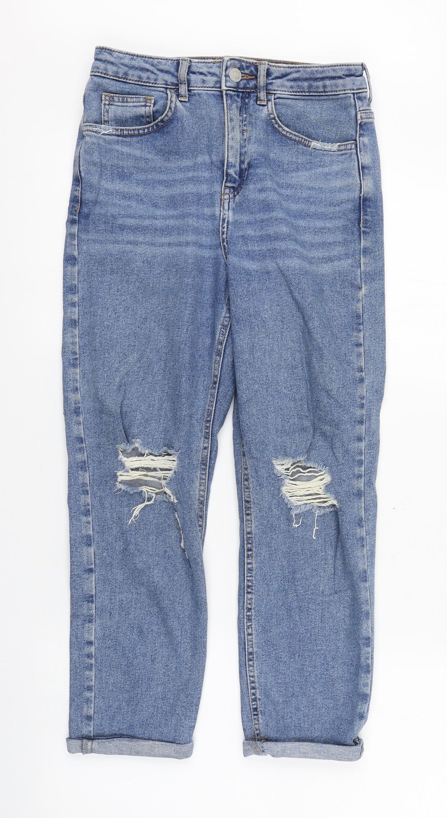 New Look Womens Blue  Cotton Straight Jeans Size 8 L28 in Regular Zip