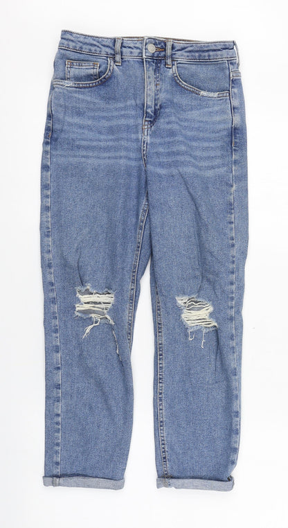 New Look Womens Blue  Cotton Straight Jeans Size 8 L28 in Regular Zip