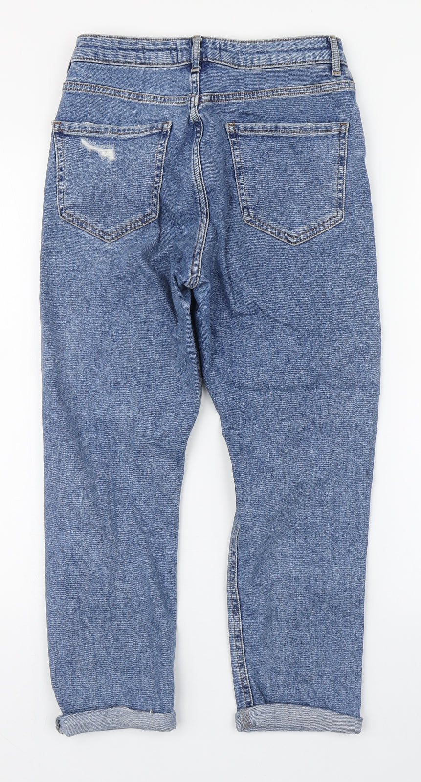 New Look Womens Blue  Cotton Straight Jeans Size 8 L28 in Regular Zip