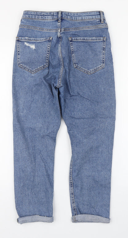 New Look Womens Blue  Cotton Straight Jeans Size 8 L28 in Regular Zip