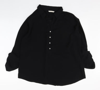 Additional front view of Privilege women’s black polyester basic button-up, size UK 8, collared