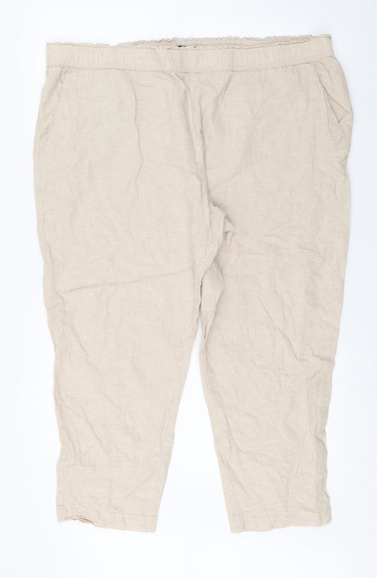 Womens UK Size XL Dunnes Stores Regular Fit Capri Beige Trousers