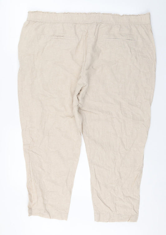 Womens UK Size XL Dunnes Stores Regular Fit Capri Beige Trousers