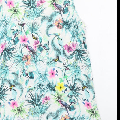 Warehouse Womens Multicoloured Floral Viscose Basic Tank Size 10 Scoop Neck