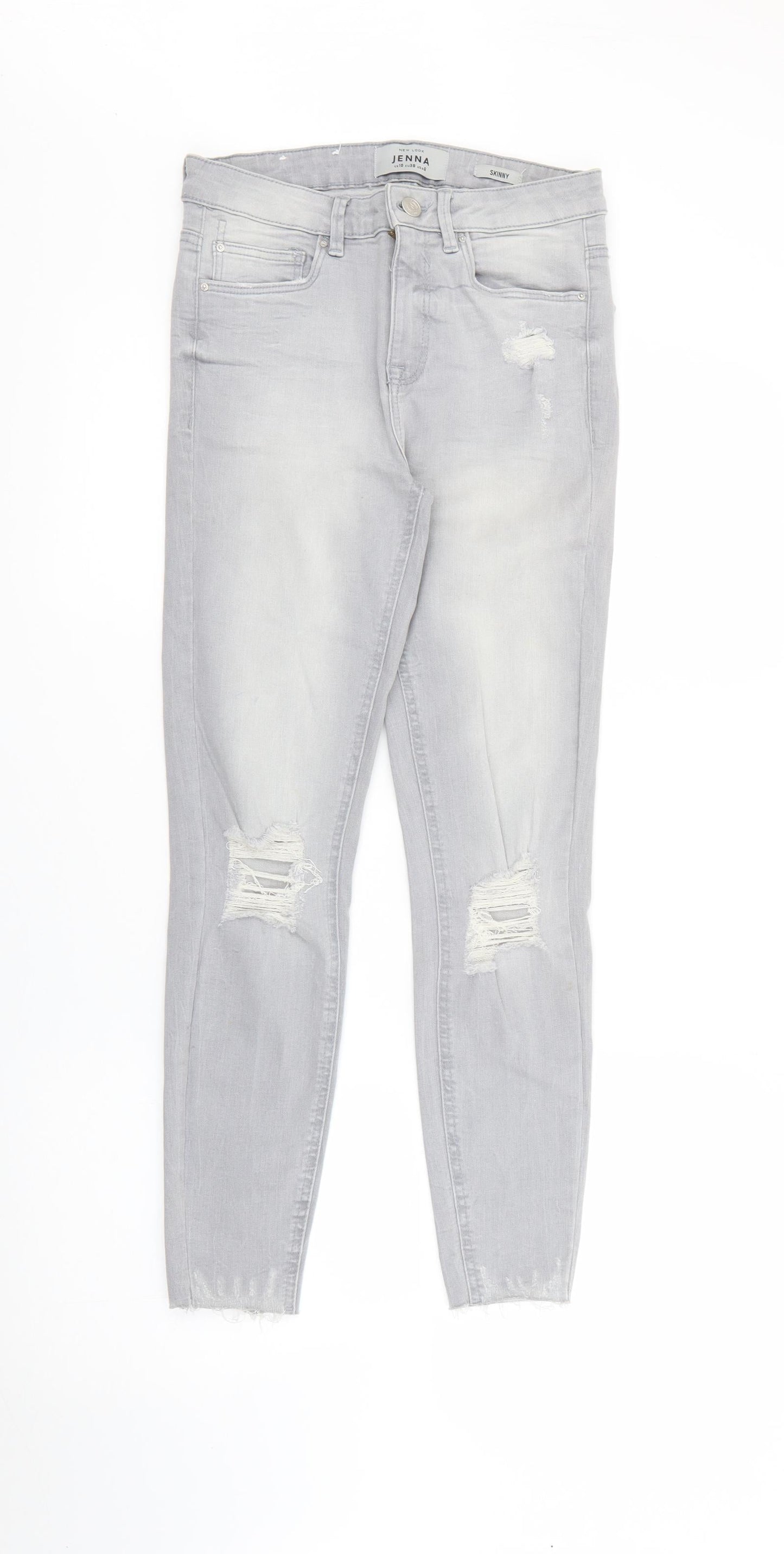 New Look Womens Grey  Cotton Skinny Jeans Size 10 L26 in Regular Button