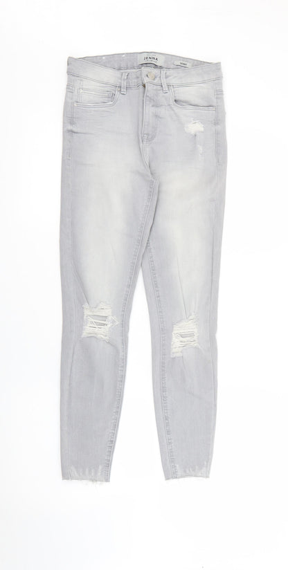 New Look Womens Grey  Cotton Skinny Jeans Size 10 L26 in Regular Button