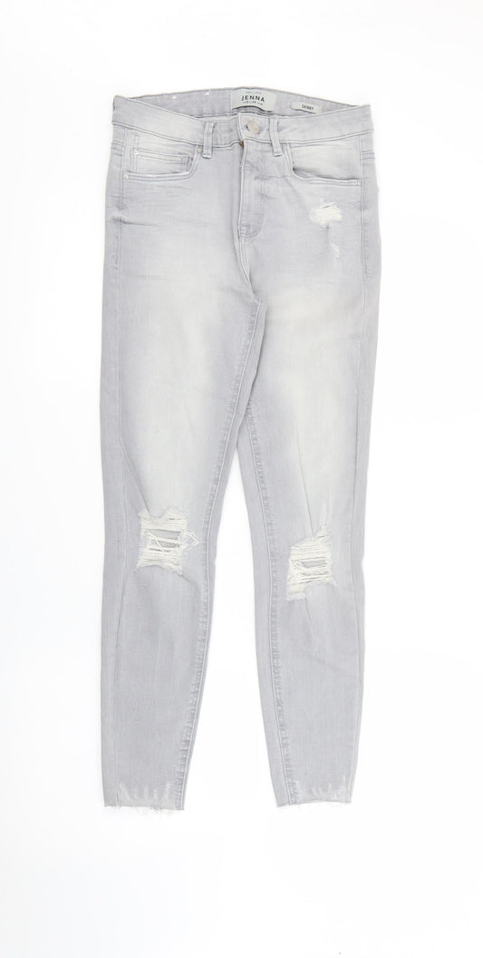 New Look Womens Grey  Cotton Skinny Jeans Size 10 L26 in Regular Button