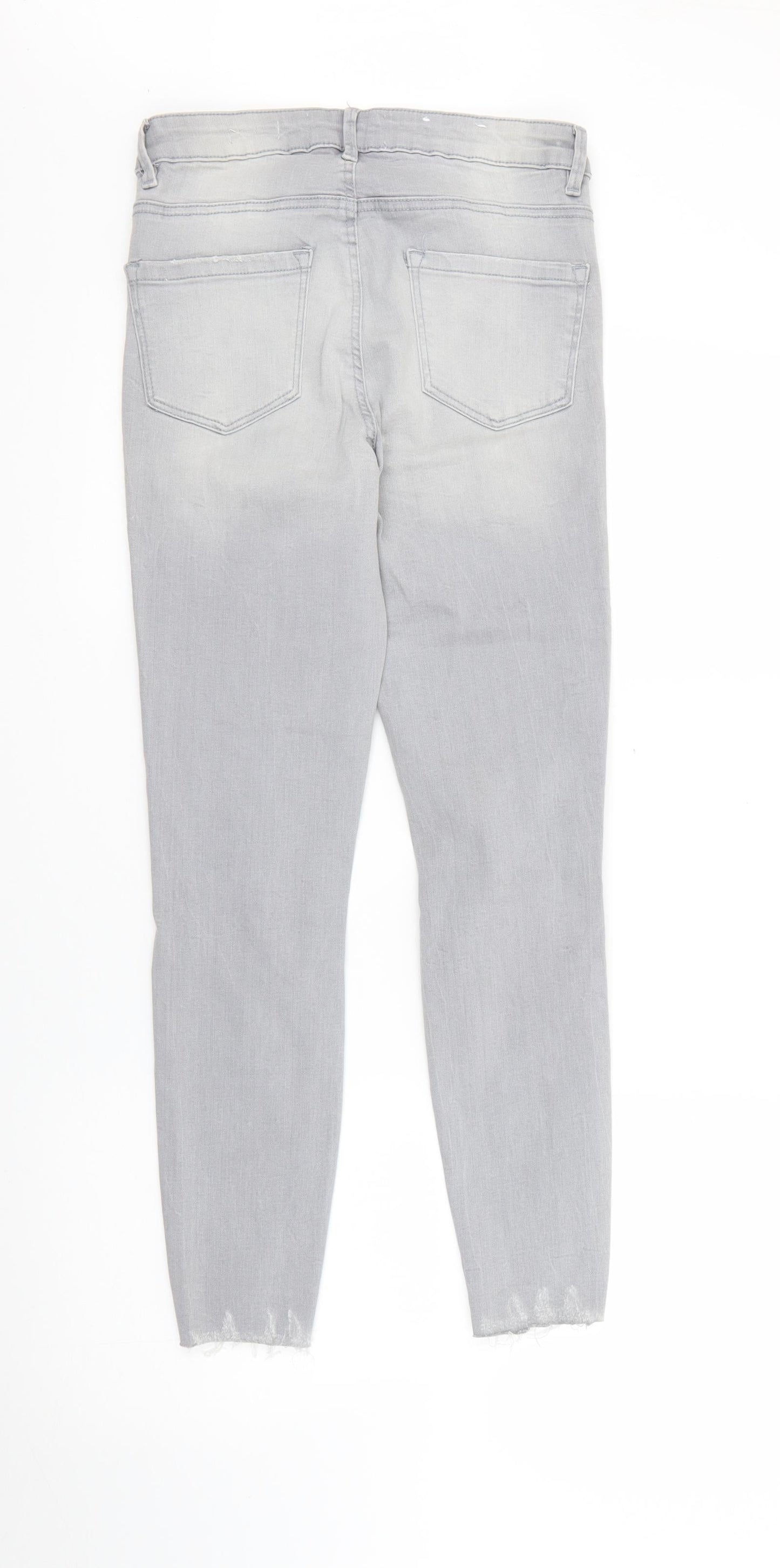 New Look Womens Grey  Cotton Skinny Jeans Size 10 L26 in Regular Button