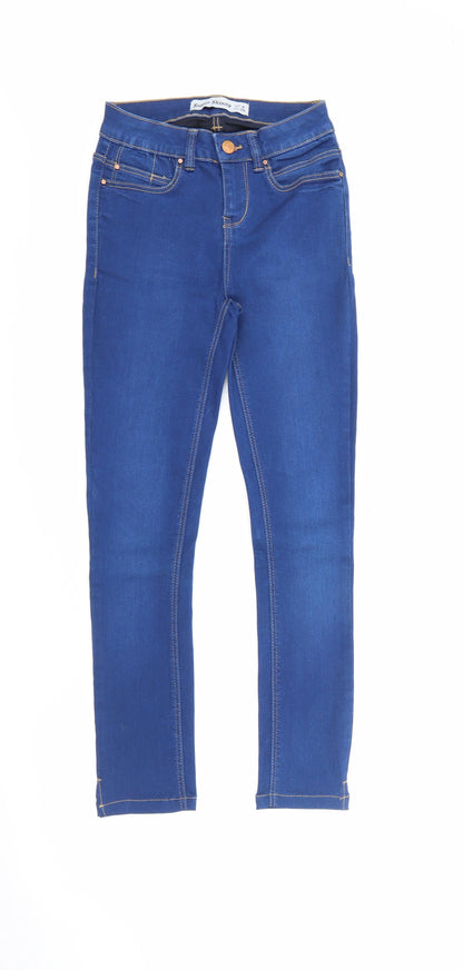 New Look Womens Blue  Cotton Skinny Jeans Size 8 L25 in Regular Button