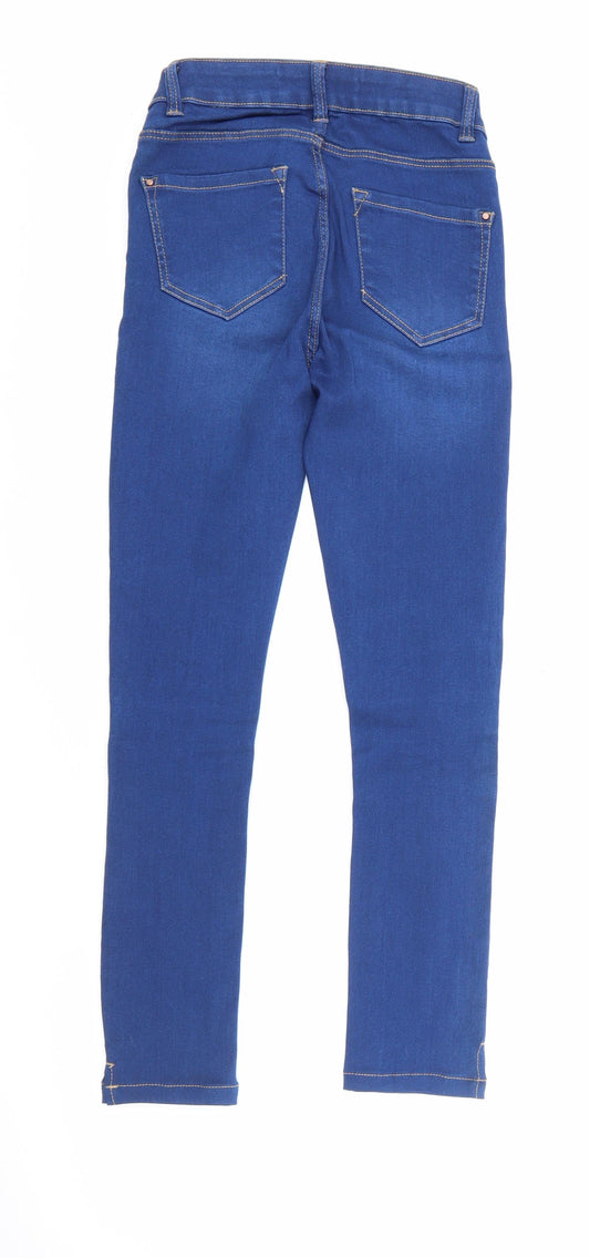 New Look Womens Blue  Cotton Skinny Jeans Size 8 L25 in Regular Button