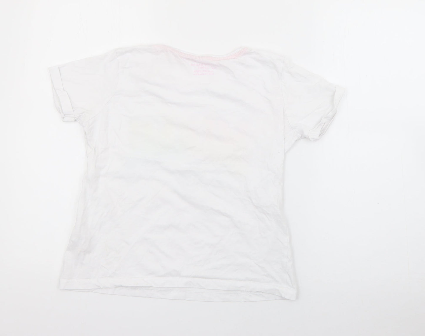 Primark Girls White  Cotton Pullover T-Shirt Size 11-12 Years Crew Neck  - Miami