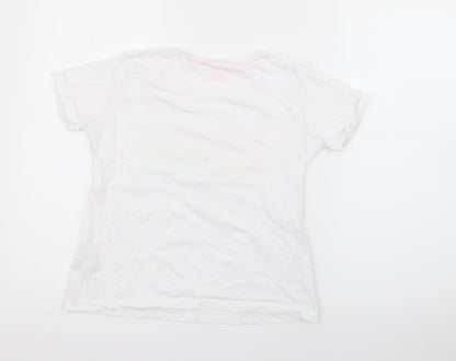 Primark Girls White  Cotton Pullover T-Shirt Size 11-12 Years Crew Neck  - Miami