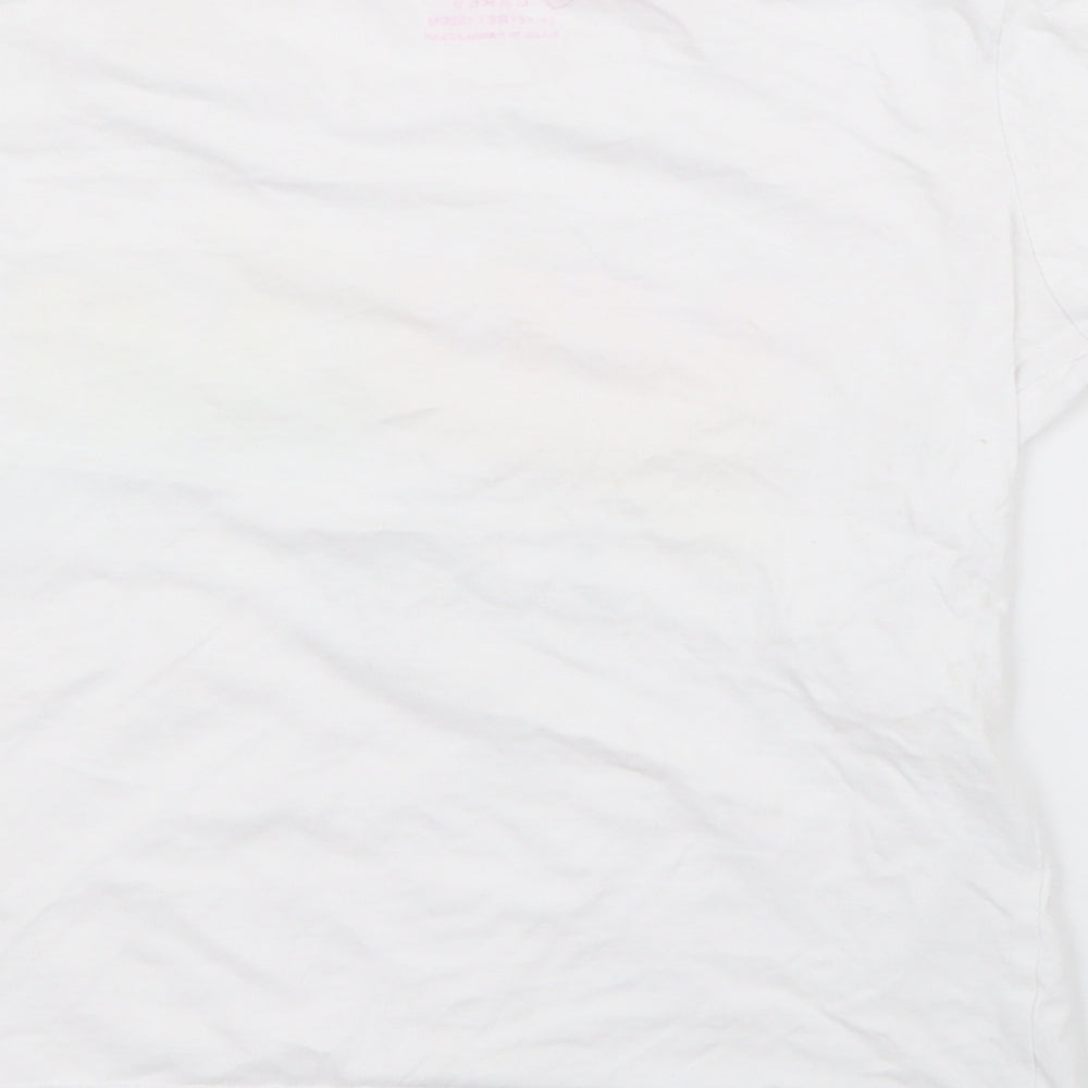 Primark Girls White  Cotton Pullover T-Shirt Size 11-12 Years Crew Neck  - Miami