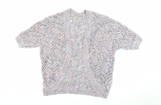 TU Womens Purple V-Neck  Cotton Cardigan Jumper Size 8