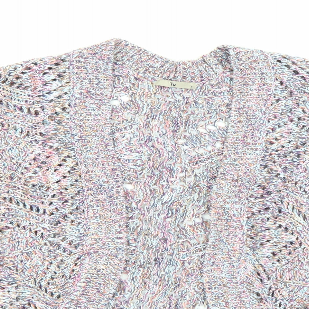 TU Womens Purple V-Neck  Cotton Cardigan Jumper Size 8