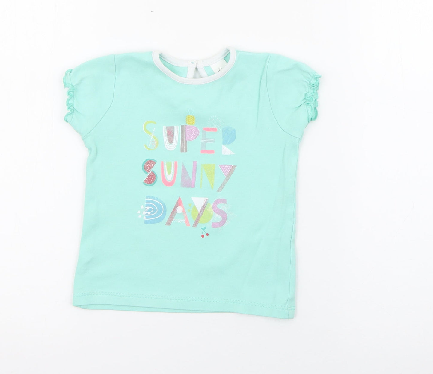Baby Club Baby Blue  Cotton Pullover T-Shirt Size 18-24 Months Crew Neck Button - Super Sunny Days
