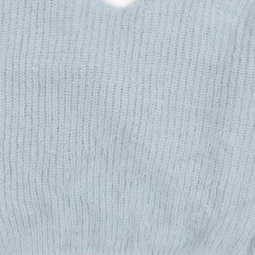 New Look Girls Blue V-Neck  Polyamide Pullover Jumper Size 10-11 Years  Pullover