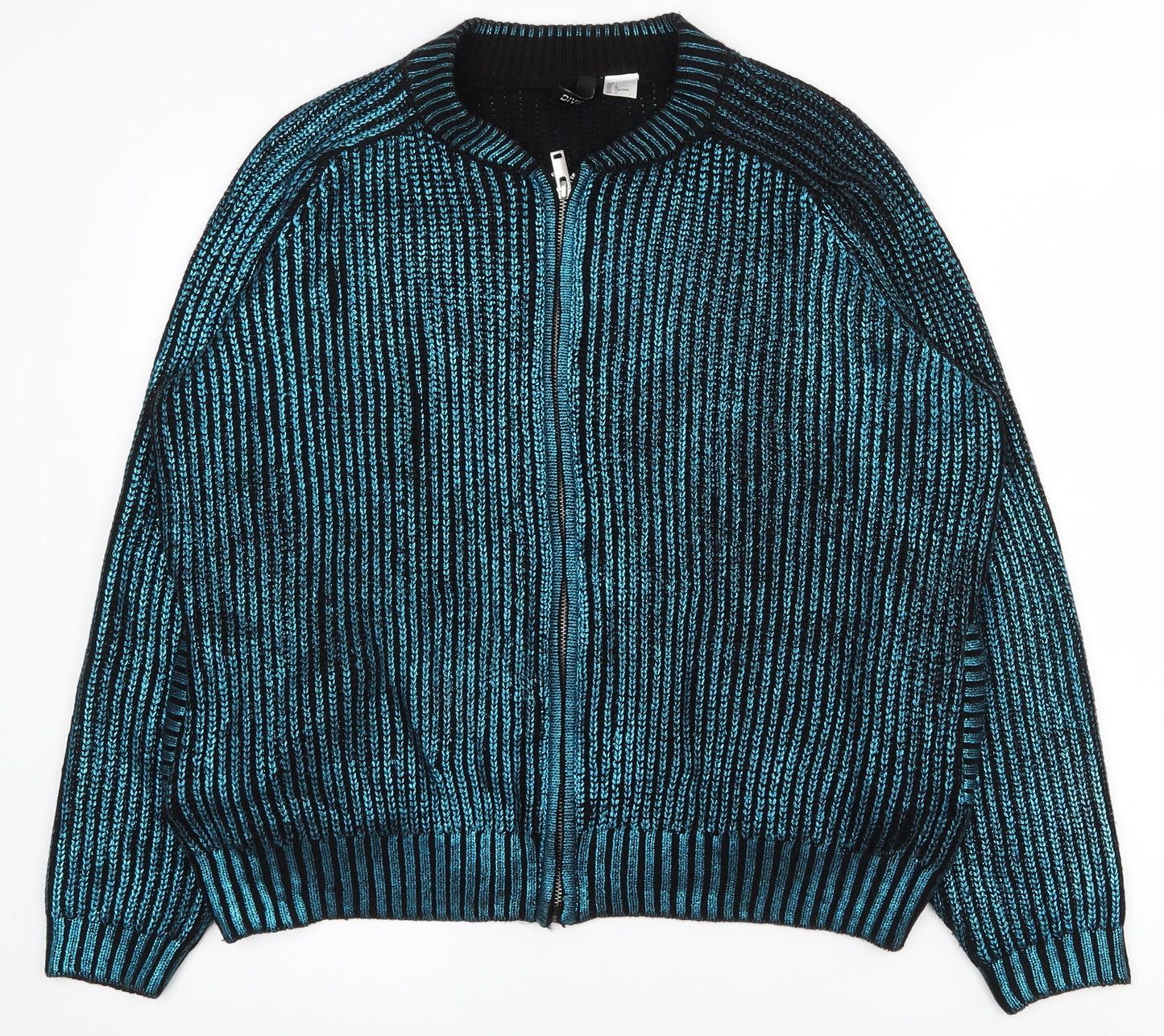 Womens UK Size L H&M Blue Full Zip Jumper