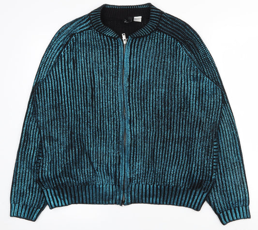Womens UK Size L H&M Blue Full Zip Jumper