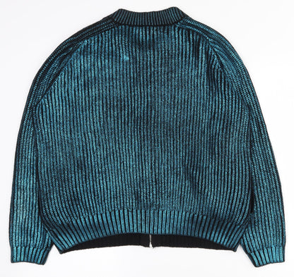 Womens UK Size L H&M Blue Full Zip Jumper
