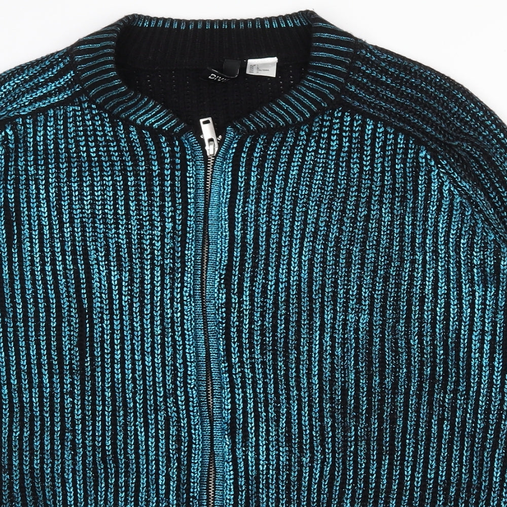 Womens UK Size L H&M Blue Full Zip Jumper