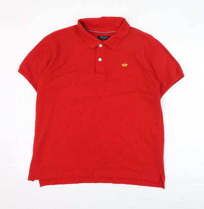 Industrialize Mens Red  Cotton  Polo Size M Collared Button