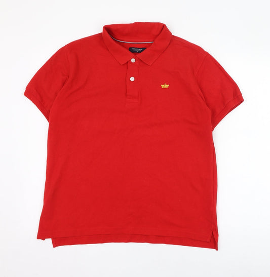 Industrialize Mens Red  Cotton  Polo Size M Collared Button