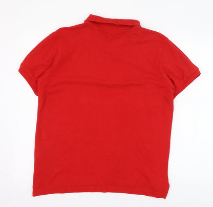 Industrialize Mens Red  Cotton  Polo Size M Collared Button