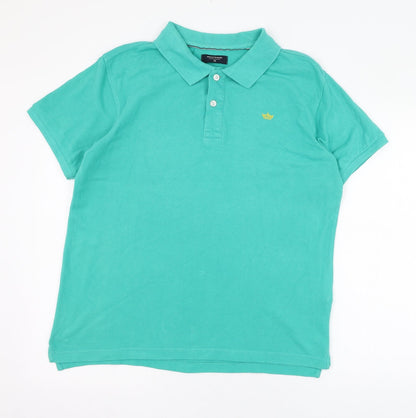 Industrialize Mens Green  Cotton  Polo Size M Collared Button