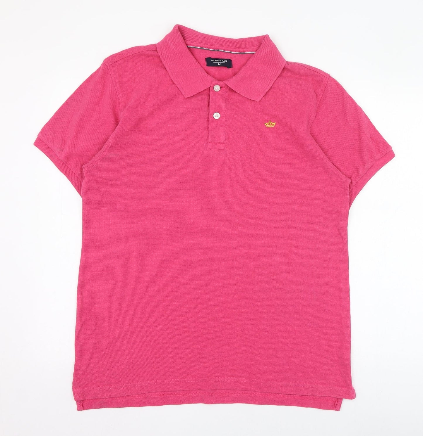 Industrialize Mens Pink  Cotton  Polo Size M Collared Button