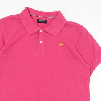 Industrialize Mens Pink  Cotton  Polo Size M Collared Button