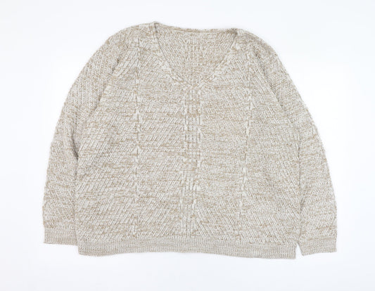 Womens UK Size L Preworn Brown Pullover Jumper