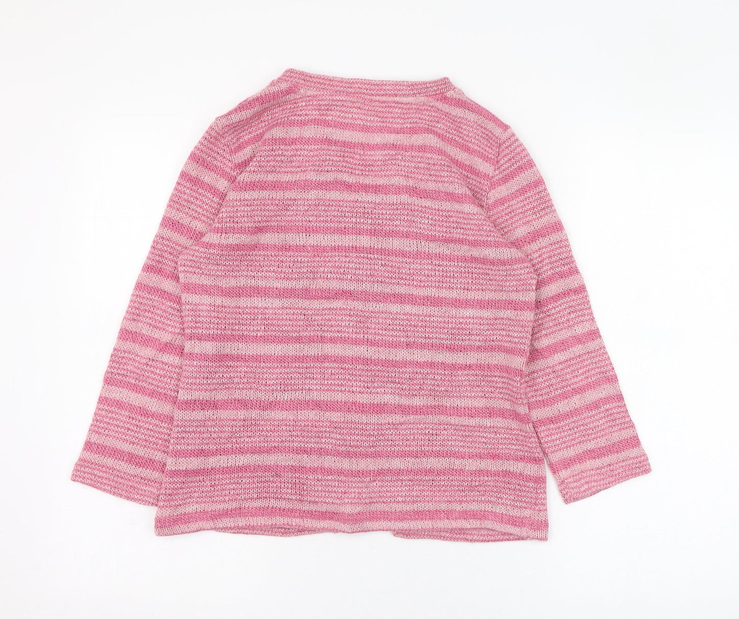Preworn Womens Pink Round Neck  Polyester Cardigan Jumper Size S