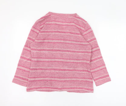 Preworn Womens Pink Round Neck  Polyester Cardigan Jumper Size S