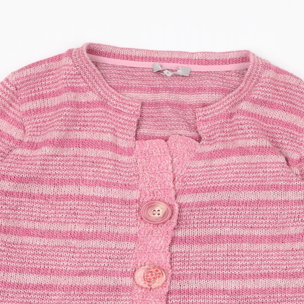 Preworn Womens Pink Round Neck  Polyester Cardigan Jumper Size S