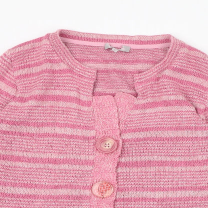 Preworn Womens Pink Round Neck  Polyester Cardigan Jumper Size S
