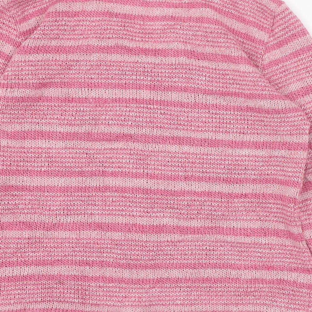 Preworn Womens Pink Round Neck  Polyester Cardigan Jumper Size S