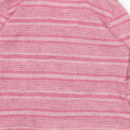 Preworn Womens Pink Round Neck  Polyester Cardigan Jumper Size S