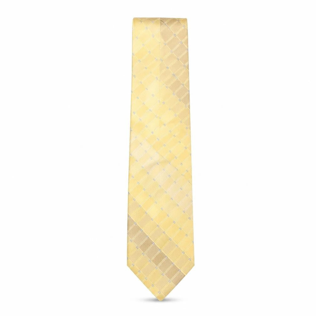 Front view of Murano men’s beige plaids & checks silk pointed tie one size