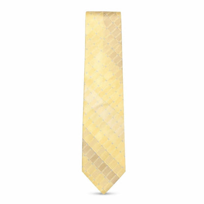 Front view of Murano men’s beige plaids & checks silk pointed tie one size
