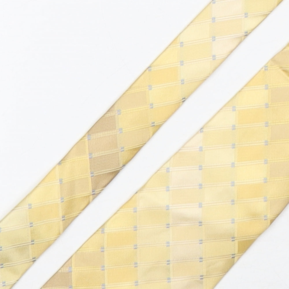 Murano Mens Beige Plaids & Checks Silk Pointed Tie One Size