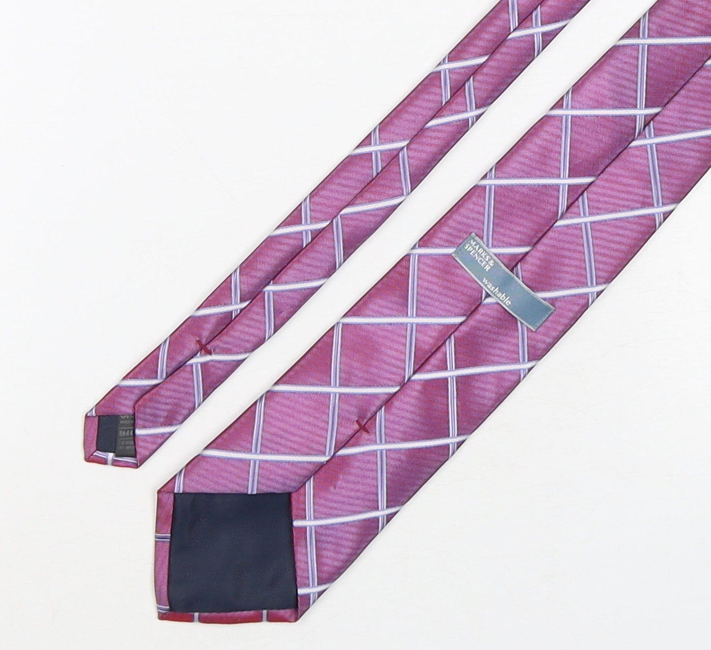 Marks and Spencer Mens Multicoloured Plaids & Checks Polyester Pointed Tie One Size