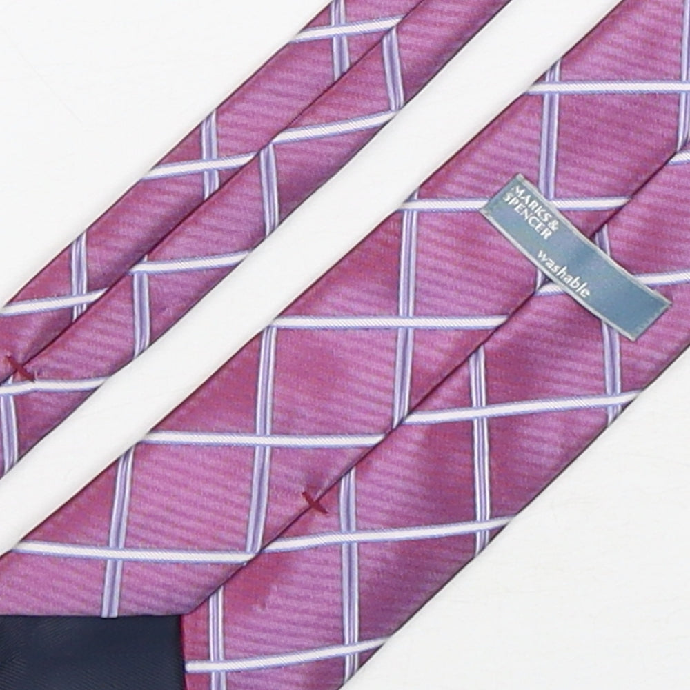 Marks and Spencer Mens Multicoloured Plaids & Checks Polyester Pointed Tie One Size