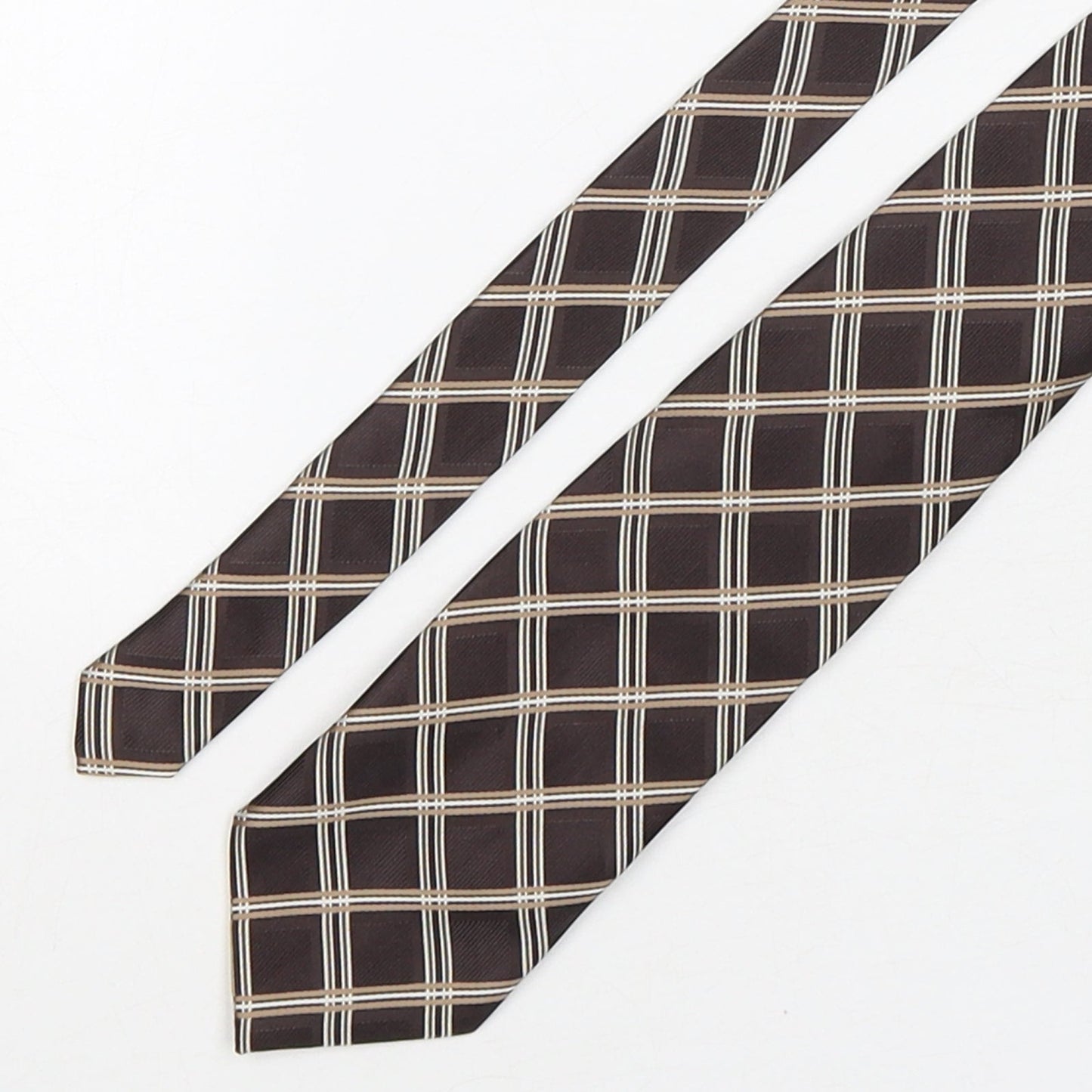 London Road Mens Brown Plaids & Checks Polyester Pointed Tie One Size