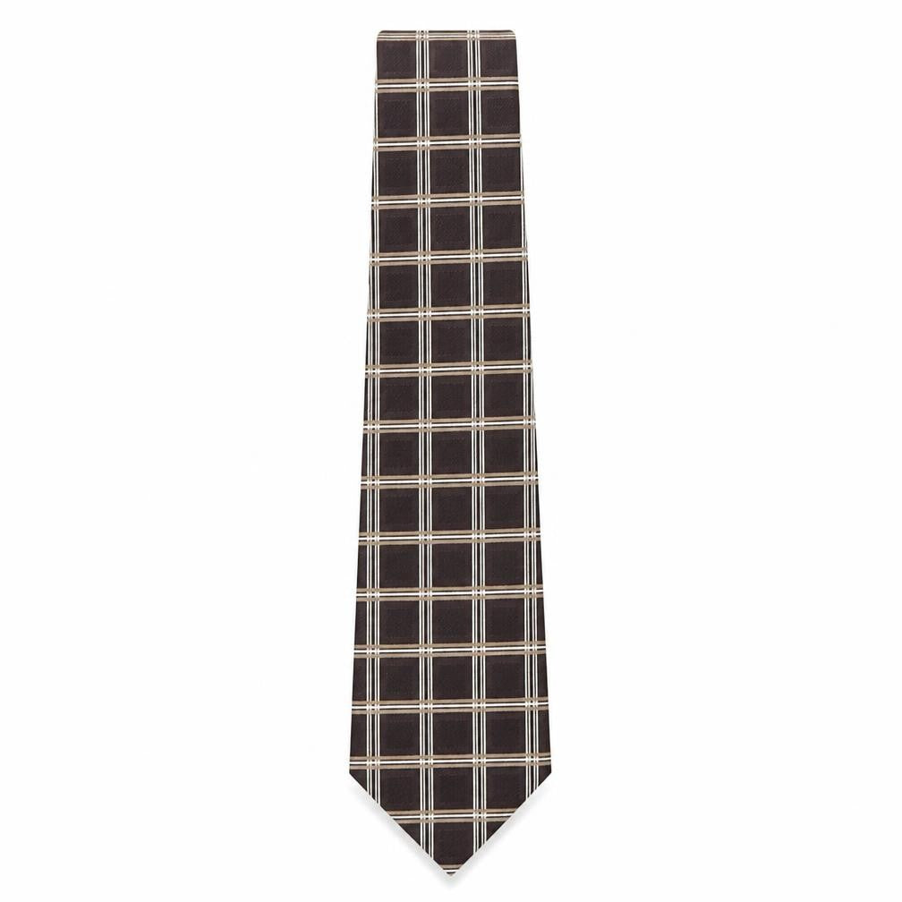 Mens London Road Brown Plaids & Checks  Pointed Tie