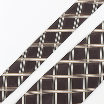 London Road Mens Brown Plaids & Checks Polyester Pointed Tie One Size
