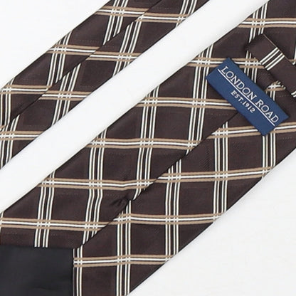 London Road Mens Brown Plaids & Checks Polyester Pointed Tie One Size